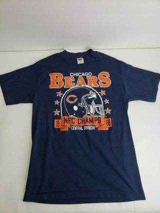 Vintage Nfl Chicago Bears Single Stitch T Shirt 1988 Division Champs Large