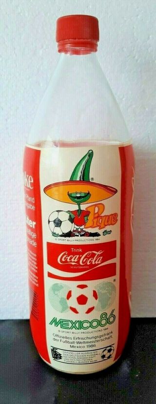 Coca Cola Bottle Germany 1986 Mexico World Cup Fifa Plastic Wrap 1 Liter Empty