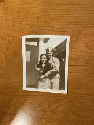 Korean War Soldier With Cute Prostitute Candid Photo