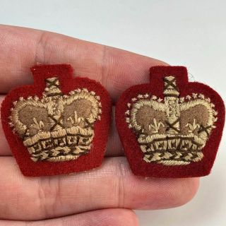 Queens Crown British Army Officers Cloth Insignia Pips Rank Major Set Pair Ff86