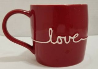 Starbucks Valentines Coffee Tea Mug 2010 Red With White Hearts Outline Love Vgc