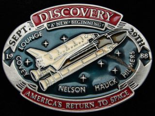 Qg01134 Nos Vintage 1988 Space Shuttle Discovery Commemorative Belt Buckle