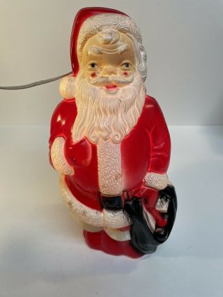 Vintage Christmas Santa Claus Blow Mold Empire Plastic 1968 13 " Tall Light Up