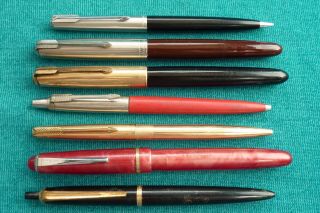 2 Parker Pens 2 Parker Biro A Pencil,  Osmiroid Pen,  Mont Blanc Ballograf Biro