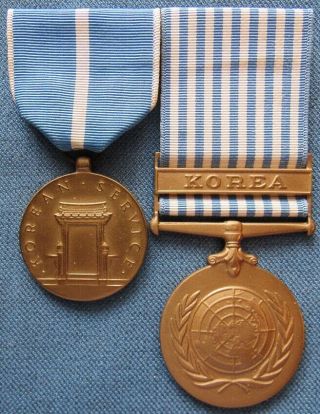 Full Size Us Korean Service Medal & United Nations Korean Service Medal