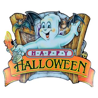 Happy Halloween Vintage Beistle Co 1997 Cut Out Decoration Ghost