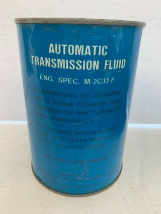 Vintage Ford 1 quart Full Automatic Transmission Fluid Can C1AZ - 19582 - A 2
