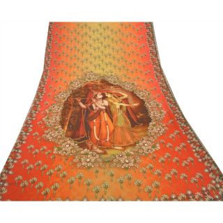 Sanskriti Vintage Sarees Blend Georgette Digital Printed Human Fabric Craft Sari
