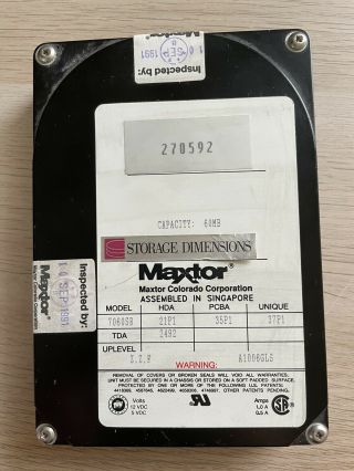 Maxtor 60mb Scsi Hard Disk Vintage