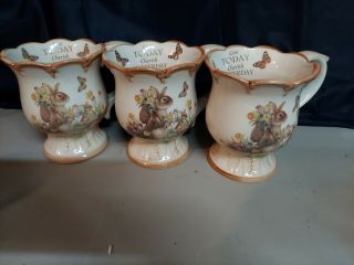 Easter Traditions Cracker Barrel Mugs,  Set Of 3 Bunny Butterfly Tulip Daffodil