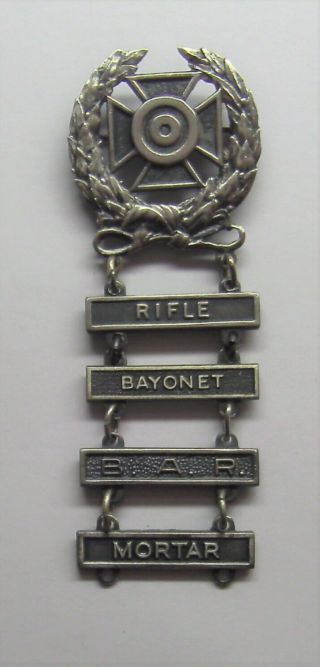 Army Basic Qualification Expert Badge & Rifle Bayo B.  A.  R.  Mortar Bar Sterling