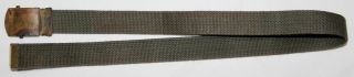 Korean War Od Web Trouser Belt W/ Brass Friction Buckle