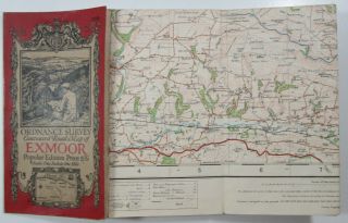 1925 Old Vintage Os Ordnance Survey One - Inch Popular Edition Map 119 Exmoor