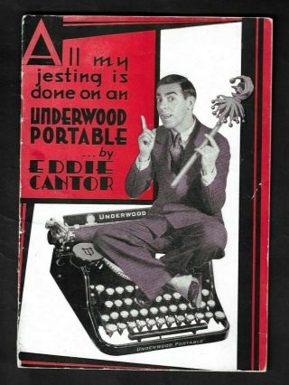 1931 Underwood Portable Typewriter " Eddie Cantor " Booklet