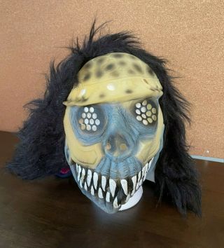 Vintage Scary Halloween Mask With Black Hair And Light - Up Eyes