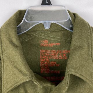 Us Korean War Era Vintage Og Olive Green Wool Field Shirt 1953 Dated Size Xl