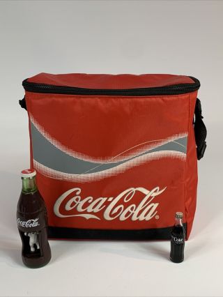 Soft Padded Insulated 1990’s Coca - Cola Insulated Cooler W/strap & Bottles