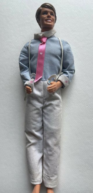 Vintage Ken Doll Suspenders Pink Tie Heart 1984 Happy Family Dad Barbie 80s 90s