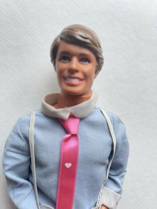 Vintage KEN DOLL Suspenders Pink Tie Heart 1984 Happy Family Dad Barbie 80s 90s 3