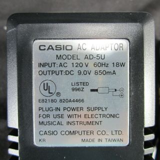 Casio AD - 5U Power Supply AC Adapter for Vintage 9V CT MT HT CZ SA Keyboards AD5U 2