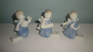 Colonial Candle Japan Blue Angels Candleholders Boxed Set Of 3 Vintage 4 "