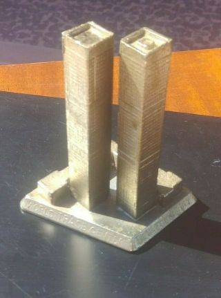 Vintage C1972 Seville Usa Cast Metal Model World Trade Center Towers Wtc Bin Obo