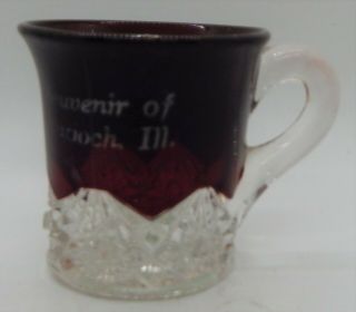 Antioch,  Ill Il Souvenir Ruby Flash Handled Cup - Circa 1915