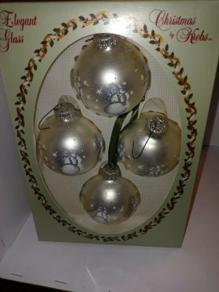 Vintage Christmas By Krebs Elegant Glass Ball Ornaments With Crowns