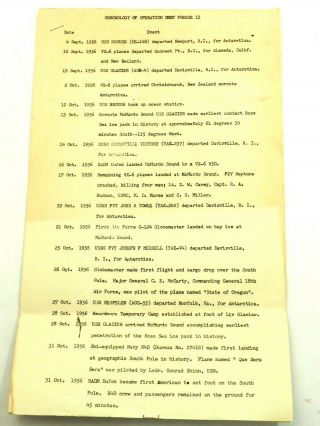 Us Navy Chronology Of Operation Deep Freeze Ii (antarctica) 1956 - 1957