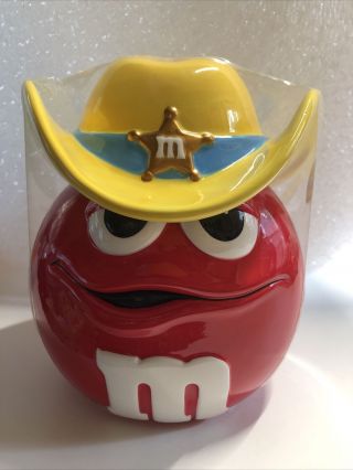 M & M Red Sheriff/marshall Cookie Candy Jar (rare).   7c