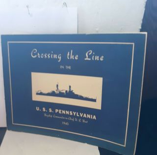 Uss Pennsylvania Crossing The Line Cruise Book Year Log 1940 - U S Navy