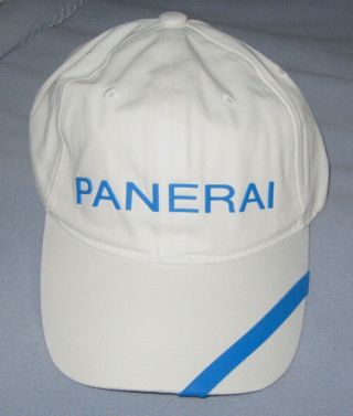 Panerai Watches Official Hat White & Blue With Stripe & Dual Logos