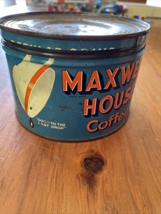 Vintage Maxwell House Drip Grind Coffee Tin Can 1 Lb Rusty