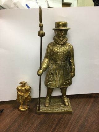 2 - Vintage Brass Beefeater Tower Of London Yeoman Warder Soldier