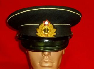 1953 Russian Soviet Navy Officer Uniform Cap Hat Embroidered Cockade Sz 57 Ussr