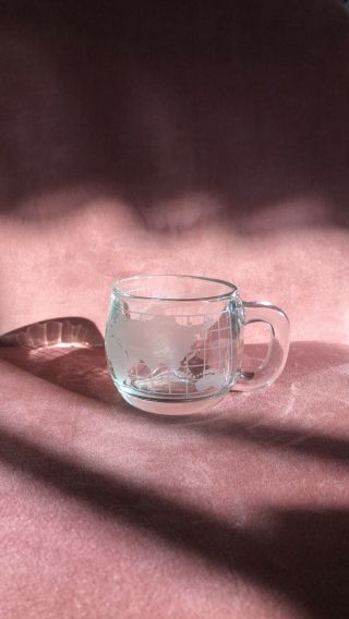 Vintage 1980s Nestle Nescafe World Globe Glass Mug Cup Taste Your Way 8 Oz