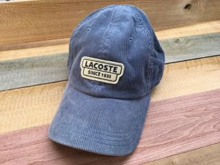 Euc Lacoste Men’s Dusty Blue Vintage Corduroy Dad Hat Cap Logo