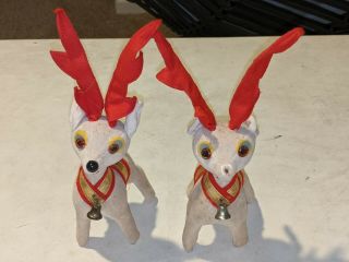 (2) Vintage Reindeer Made In Japan Christmas Decor