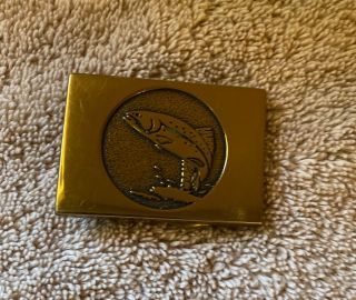 Bts 1983 Fish Belt Buckle Solid Brass Made In Usa Vintage Fishing Trout