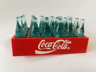 Vtg Coca Cola 24 Miniature Mini Bottles Red Plastic Crate Coke 3 - 5/8” X 2 - 1/2”