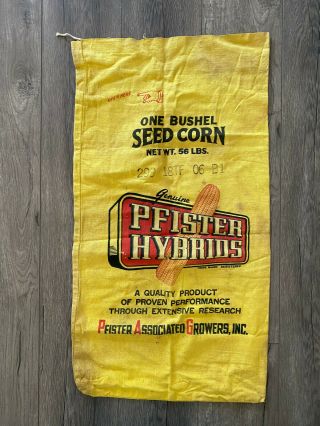Vintage Pfister Hybrids Seed Corn Bag Sack 56 Lbs Pfister Associated Growers Inc