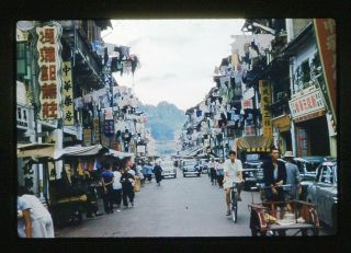 Color Slide Photo Singapore Busy Street Scene In China Town (c.  1970?)