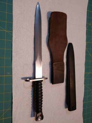 Swiss Army M57 Bayonet With Frog And Scabbard.  Appears Unissured.  {b}