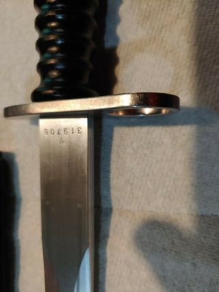 SWISS ARMY M57 BAYONET WITH FROG AND SCABBARD.  appears UNISSURED.  {A} 2