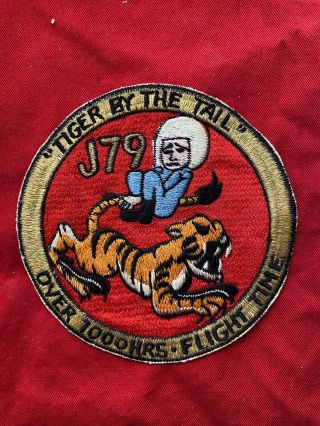 Tiger By The Tail Flyers Patch,  1950s,  F - 4 Phantom Ii,  J79 Engine,  Over 1000 Hrs