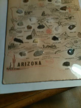 Vintage Arizona Souvenir Map With Gem Stones Circa 1960 