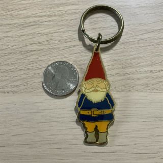 Vintage Garden Gnome Metal Keychain Key Ring 41121