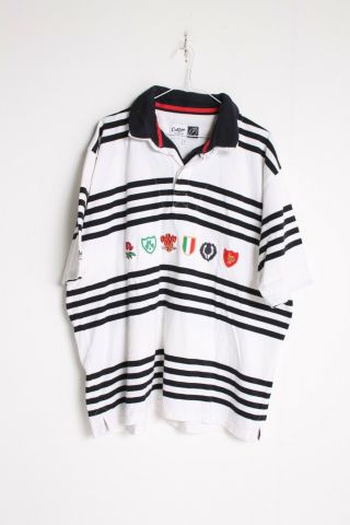 Vintage Cotton Traders 6 Nations Rugby Jersey Shirt - White - Size Xl (v - C1)