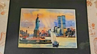 Nyc Painting World Trade Center (twin Towers) Statue Of Liberty