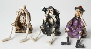 Halloween Figurines,  Witch,  Skeleton & Grim Reaper